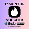 TINDER PLATINUM 12 MONTHS CODE 24/7 VOUCHER