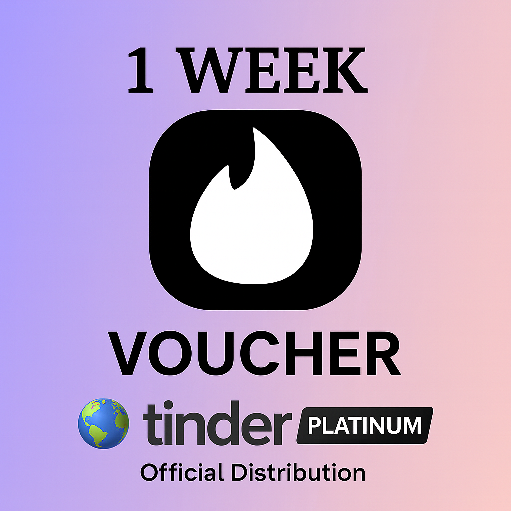TINDER PLATINUM 1 WEEK CODE 24/7 VOUCHER