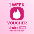 TINDER PLUS 1 WEEK CODE 24/7 VOUCHER