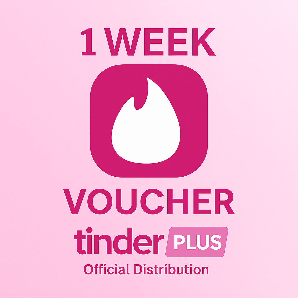 TINDER PLUS 1 WEEK CODE 24/7 VOUCHER